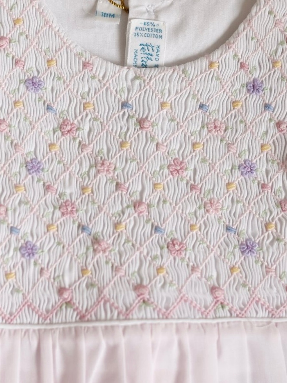 Feltman Brothers Smocked Baby Bubble Romper in Soft Pink - Picture 3 of 5